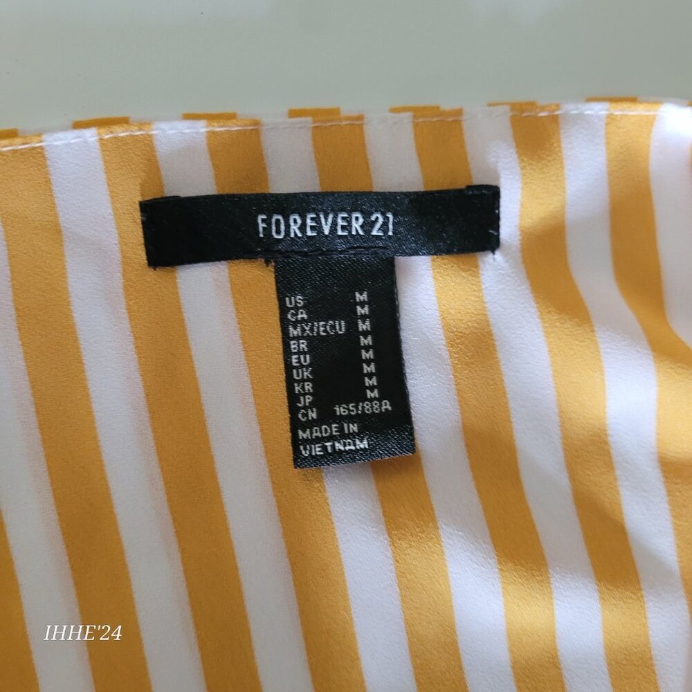 Forever 21 Yellow & White Striped Sleeveless Top - Medium - Picture 6 of 8
